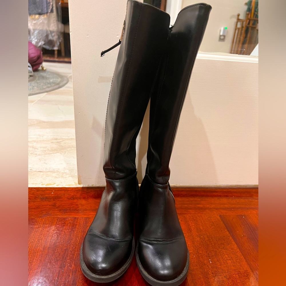Steve Madden black leather/suede boots SZ 13T.